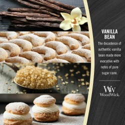 Velika luksuzna ovalna sveća WoodWick Vanilla Bean sa drvenim fitiljem koji pucketa outlet