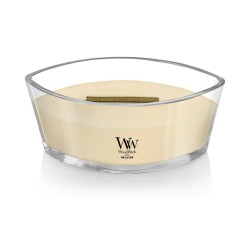 Velika luksuzna ovalna sveća WoodWick Vanilla Bean sa drvenim fitiljem koji pucketa outlet