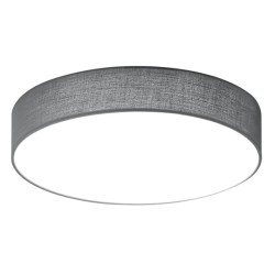 Moderna Trio Lugano LED plafonjera prečnika 30 cm sa abažurom od sive tkanine i niklovanim detaljima