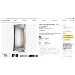 Fischer & Honsel Calais Zidna LED Lampa - Antičko Srebrna | 1100lm
