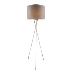 Globo Paco moderna podna lampa sa tri nogara i sivim tekstilnim abažurom