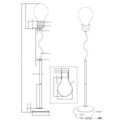 Visoka podna lampa Trio Edison sa kuglom od belog opalnog stakla i metalnim postoljem