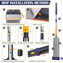 Široki ravni mop od 42 cm sa ugrađenim sistemom za ceđenje i dve mikrofiber krpe