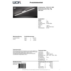 Wofi Clay hromirana linearna LED plafonska lampa dužine 120 cm sa toplom belom svetlošću