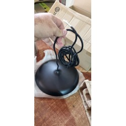 Crna Nordlux Artist 25 LED visilica sa okruglim metalnim abažurom i crnim tekstilnim kablom