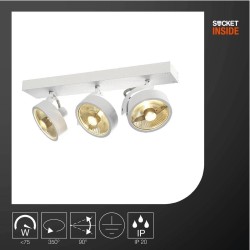 SLV Kalu plafonska lampa od aluminijuma sa tri rotirajuća spota u mat beloj boji outlet
