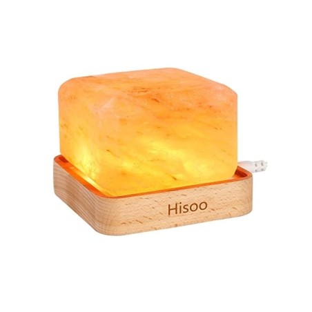 Hisoo LED lampa od prirodne himalajske soli kristali i drvo USB napajanje