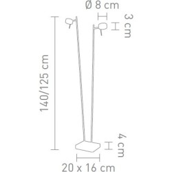 Sompex Bling LED podna lampa od metala u mat hrom boji sa dva podesiva kraka i touch dimerom