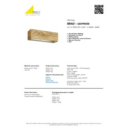 Trio Brad LED zidna lampa od borovog drveta i aluminijuma sa svetlom nagore i nadole