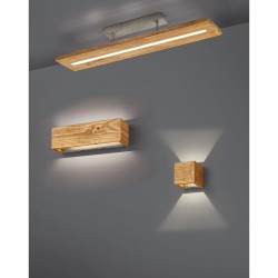Trio Brad LED zidna lampa od borovog drveta i aluminijuma sa svetlom nagore i nadole
