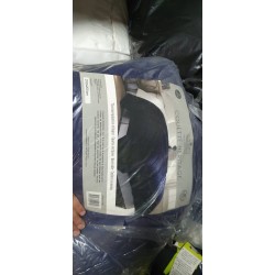 Sampur plavi reverzibilni satenski jorgan 200x200 cm sa žakard tkanjem i prošivenim kvadratnim dezenom
