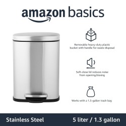 Amazon Basics Kanta 5L Nerđajući Čelik - Soft Close | Outlet BGD
