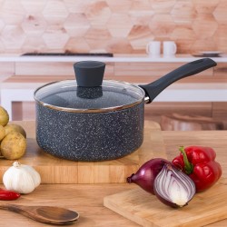 Russell Hobbs Nightfall Stone 18cm šerpica sa poklopcem od kaljenog stakla i tamno plavom mermernom oblogom