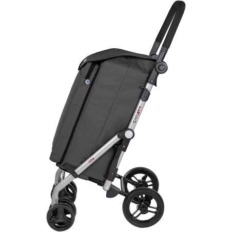 Luksuzna crna kolica za kupovinu Carlett LETT430 sa termo torbom outlet fali točak