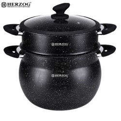 Herzog HR-CP11M 11-litarski aluminijumski lonac za kus-kus sa kamenom oblogom i korpom za paru
