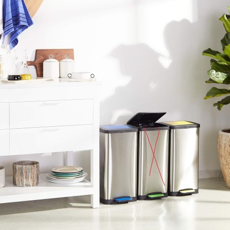 Set dve metalne kante za reciklažu 15L žuta i plava Amazon Basics outlet