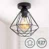 Crna B.K.Licht retro plafonska lampa sa metalnim žičanim abažurom i E27 grlom