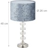 Srebrna Relaxdays stona lampa sa kristalnom bazom i sivim plišanim abažurom outlet