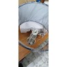 Relaxdays stona lampa sa sivim plišanim abažurom, kristalnom bazom i odvojenom žicom na abažuru