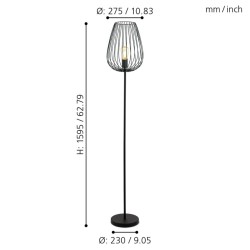 Eglo Newtown Podna Lampa | Crni Čelik | Outlet| Snižena Cena