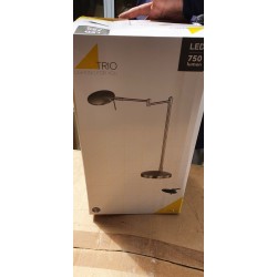 Mat crna Trio Kazan LED stona lampa sa pokretnom rukom, okruglom bazom i touch dimerom