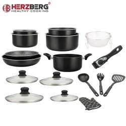 Herzberg HG-8055 Crni Set 17/1 | Mermerni Premaz | Za Indukciju I G149x | Outlet BGD