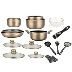 Herzberg HG-8055 Zlatni Set 17/1 | Mermerni Premaz | Za Indukciju D243x | Outlet BGD