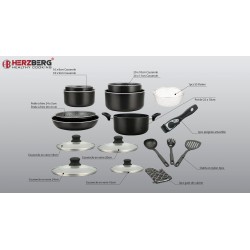 Herzberg HG-8055 Zlatni Set 17/1 | Mermerni Premaz | Za Indukciju D243x | Outlet BGD