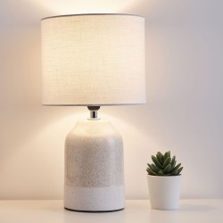 Keramička stona lampa Paulmann Sandy Glow sa lanenim abažurom i teksturom peska