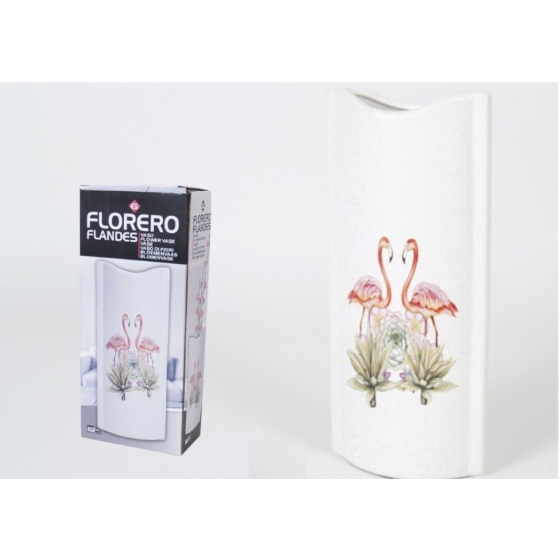 Flandes keramička vaza sa motivom flamingosa visina 32cm