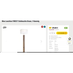 Nino Leuchten Forest podna lampa od MDF-a sa LED trakom i belim abažurom outlet fali postolje