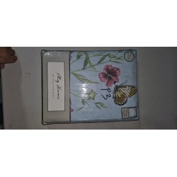 Madison Gray Laura posteljina u duck egg plavoj boji sa motivima cveća i leptira za bračni krevet 230x220 cm