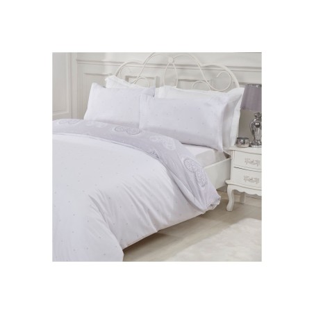 Sleepdown Decorative Hearts siva posteljina 220x230 cm sa motivom srca i dve jastučnice