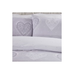 Sleepdown Decorative Hearts siva posteljina 220x230 cm sa motivom srca i dve jastučnice