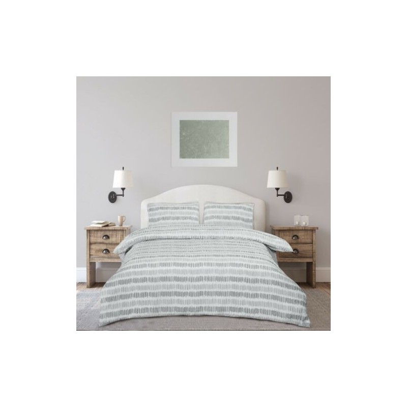 Sleepdown Seersucker Stripe siva posteljina 230x220 cm sa prugastim dezenom i dve jastučnice