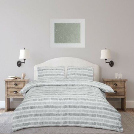 Sleepdown Seersucker Stripe siva posteljina 230x220 cm sa prugastim dezenom i dve jastučnice