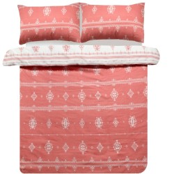 Sleepdown Inka Geo Peach posteljina 200x200 cm sa geometrijskim dezenom u boji breskve i dve jastučnice