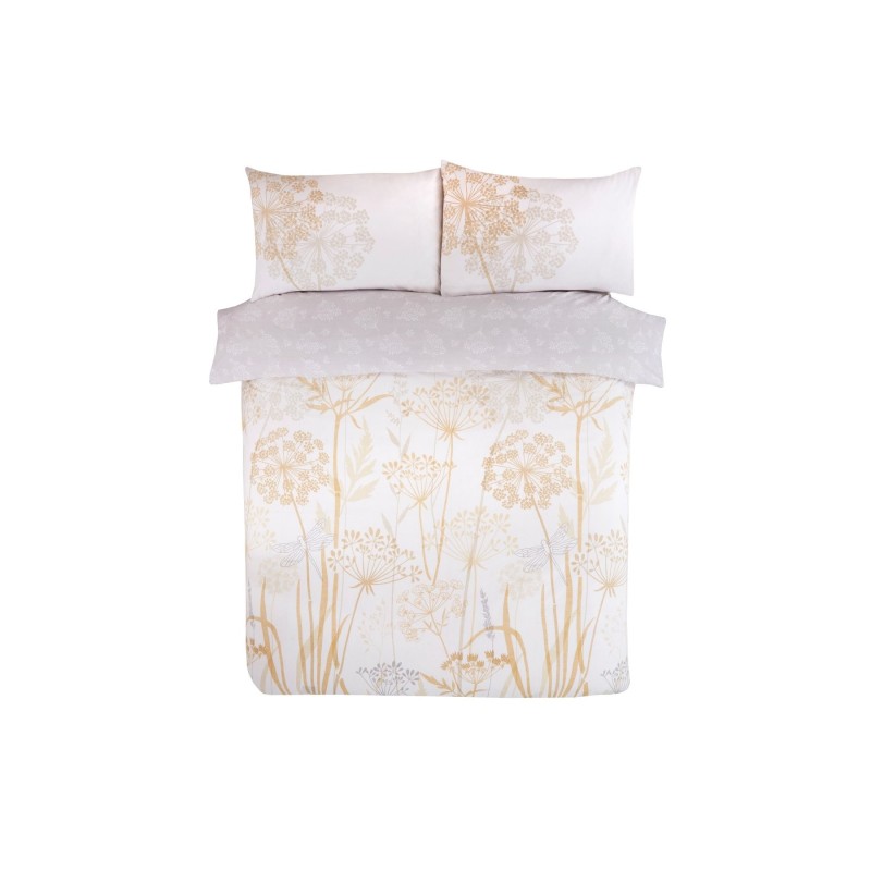 Sleepdown Country Meadow oker posteljina 200x200 cm sa cvetnim dezenom i dve jastučnice