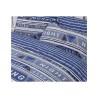 Sleepdown Geo Text plava posteljina 200x200 cm sa good morning i good night tekstom i dve jastučnice