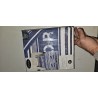 Moderna plava Sleepdown Geo Text reverzibilna posteljina sa natpisima i prugama 200x200 cm