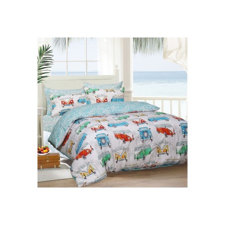Sleepdown Tropical Campervan posteljina 230x220 cm sa šarenim letnjim dezenom i dve jastučnice