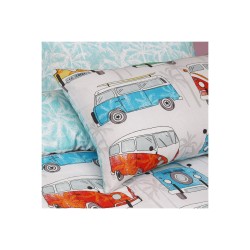 Sleepdown Tropical Campervan posteljina 230x220 cm sa šarenim letnjim dezenom i dve jastučnice