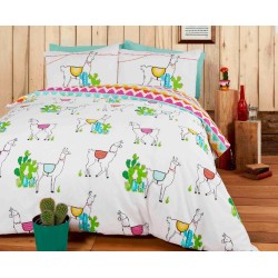 Rapport Happy Llamas posteljina za singl krevet sa motivima lama i kaktusa 135x200 cm