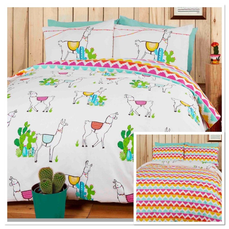 Rapport Happy Llamas posteljina za singl krevet sa motivima lama i kaktusa 135x200 cm