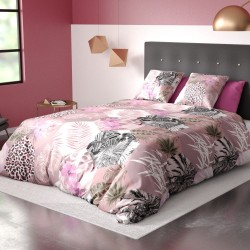 Roze Jungle Rose posteljina od 100% pamuka sa tropskim dezenom 260x240 cm