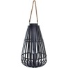 Veliki ukrasni crni fenjer od bambusa i stakla visine 60 cm DKD Home Decor Tropical dizajn