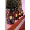 Veliki ukrasni crni fenjer od bambusa i stakla visine 60 cm DKD Home Decor Tropical dizajn