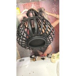 Crni DKD Home Decor Tropical fenjer od bambusa i stakla visine 60 cm sa ručkom za nošenje