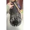 Crni DKD Home Decor Tropical fenjer od bambusa i stakla visine 60 cm sa ručkom za nošenje
