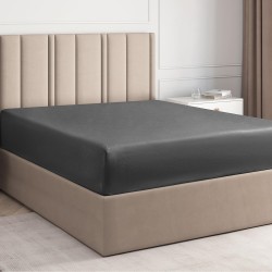 Tamno sivi pamučni čaršav sa lastišem 140x200x30cm CGK Linens 400TC